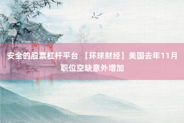 安全的股票杠杆平台 【环球财经】美国去年11月职位空缺意外增加