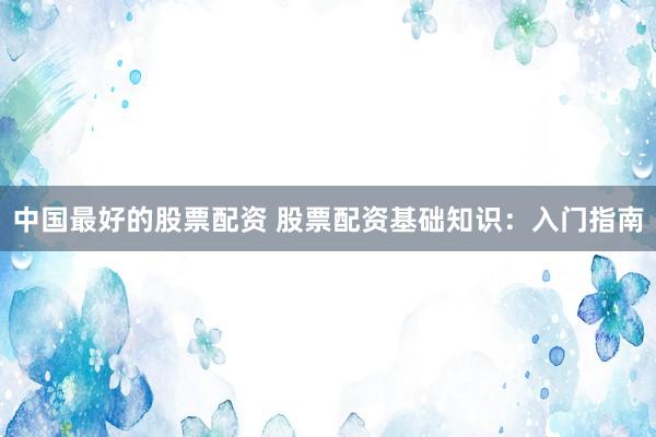 中国最好的股票配资 股票配资基础知识：入门指南