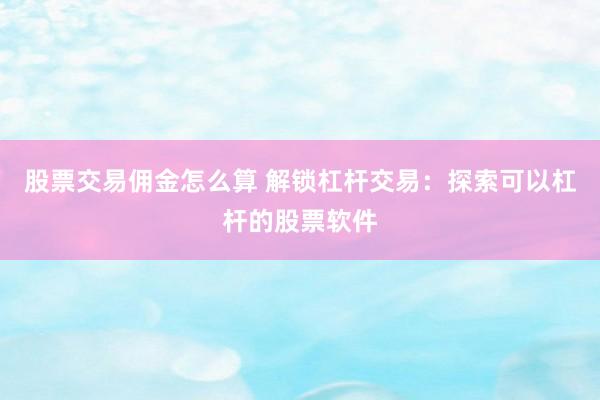 股票交易佣金怎么算 解锁杠杆交易：探索可以杠杆的股票软件