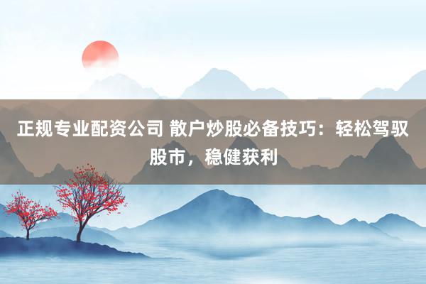 正规专业配资公司 散户炒股必备技巧：轻松驾驭股市，稳健获利